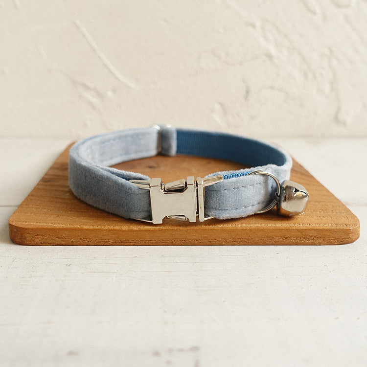 Sky Blue Velvet Kitty Collar