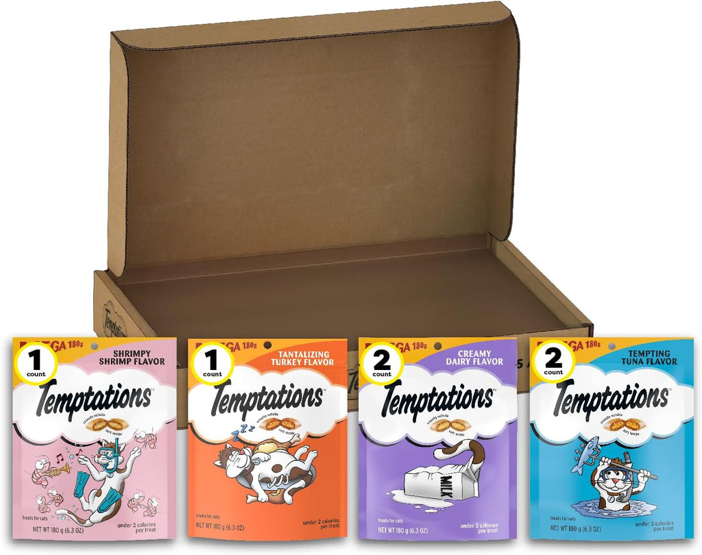 Cat Treats Classic Crunchy and Soft Cat Treats Variety Pack, 6.3 Oz. Pouches (Pack of 6)