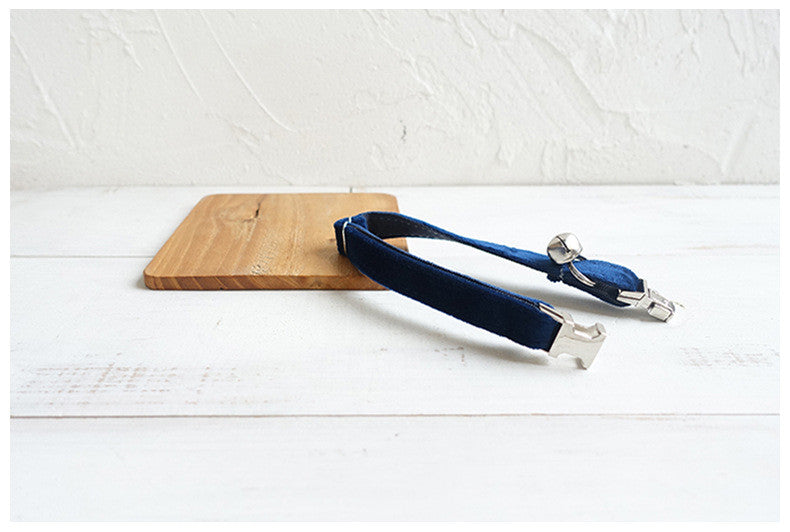 Deluxe Velvet Cat Collar - Navy Blue