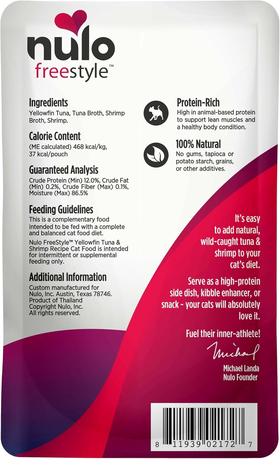 Freestyle Cat & Kitten Wet Cat Food - Yellowfin Tuna & Shrimp in Broth, Grain-Free, High Protein Soft Food Topper Treat, 2.8Oz Pouches (Pack of 24)
