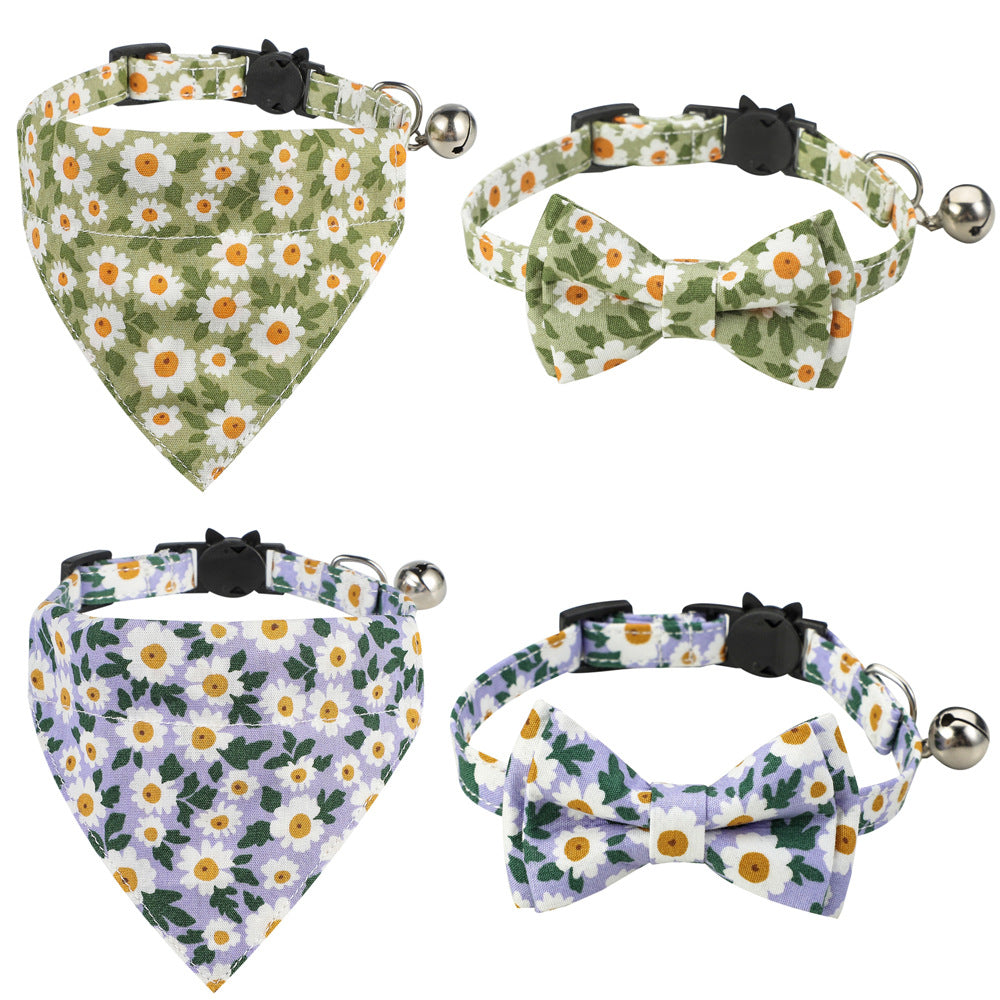Floral Cotton Bow Collar for Cats