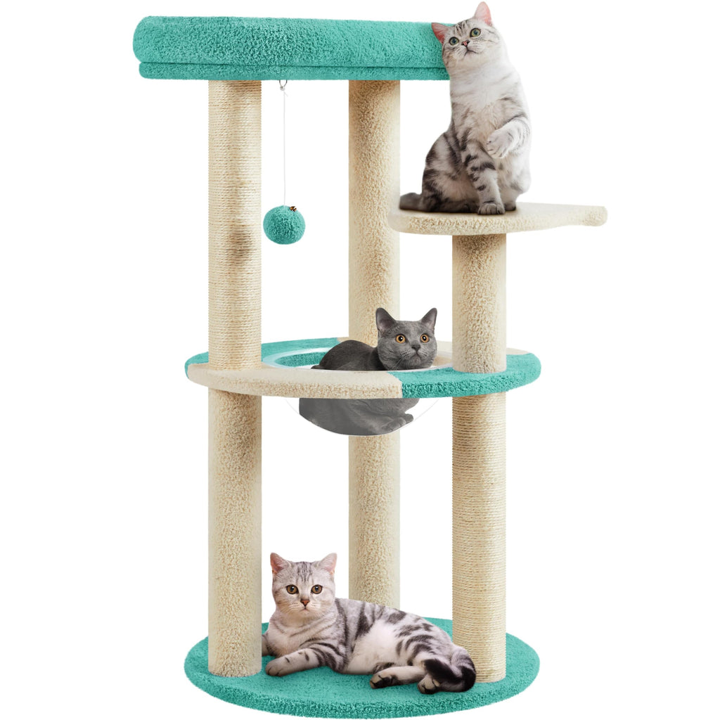 Yaheetech Marine-Style Cat Tower 35.5in with Cozy Perch & Scratching Posts