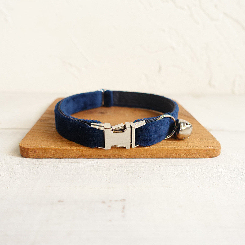 Deluxe Velvet Cat Collar - Navy Blue