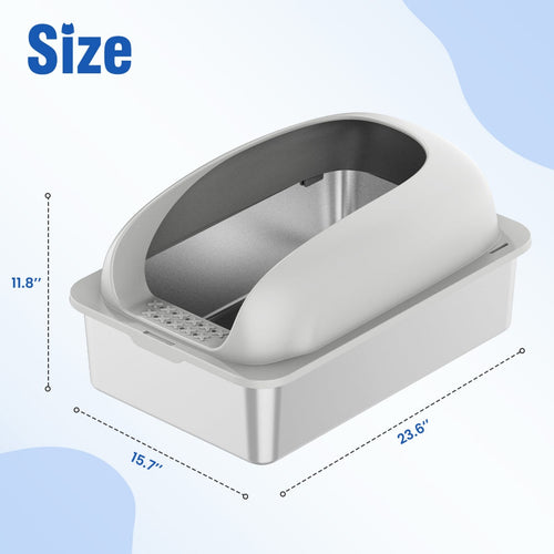 Stainless Steel Cat Litter Box With Lid, Large Cat Litter Box For Big