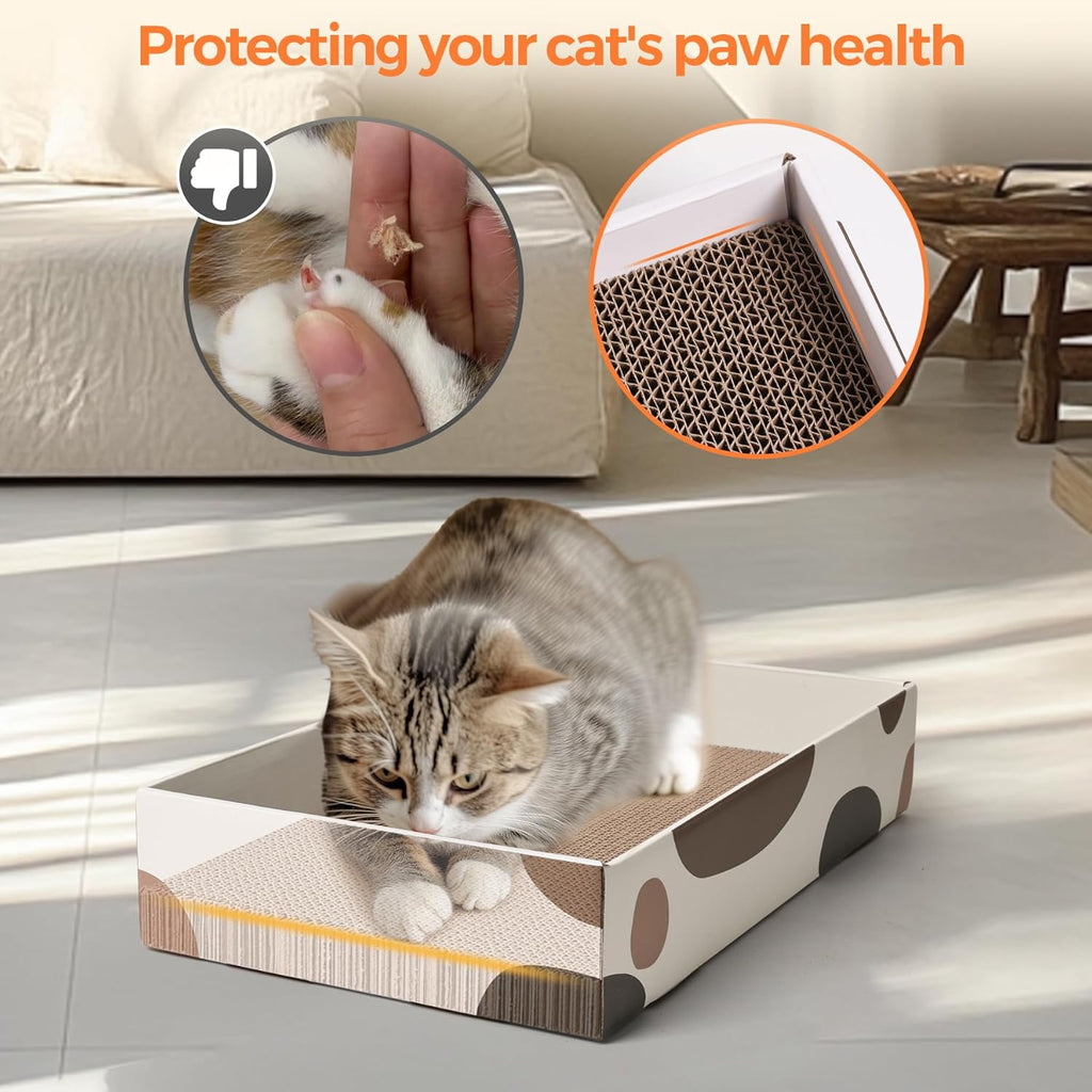 Cat Scratcher Cardboard Indoor - 17"X10" Cat Refill Box with 3 Pcs Scratching Board Reversable Long Lasting Clawing Pad for Cats, Corrugate Scratchers Bed Sofa Couch Furniture Wall Protector