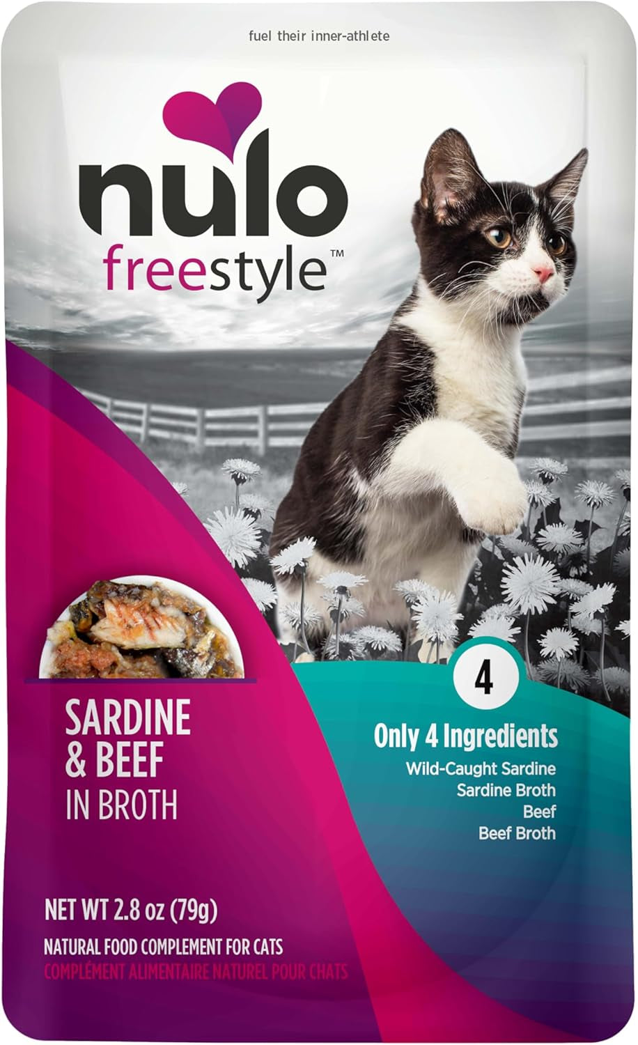 Freestyle Cat & Kitten Wet Cat Food - Sardine & Beef in Broth, Grain-Free, High Protein Soft Food Topper Treat, 2.8Oz Pouches (Pack of 24)