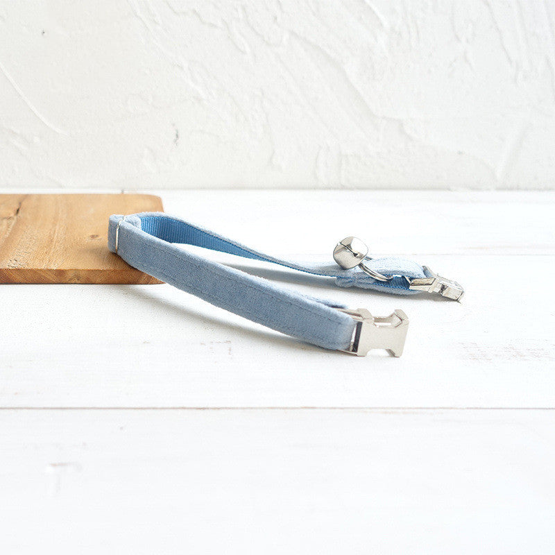 Sky Blue Velvet Kitty Collar