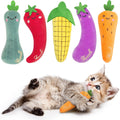 Catnip Cat Toys, 5 Pack, Plush Catnip Toys for Indoor Cats Kitten, Interactive Cat Nip Kitty Kicker Chew Safe Teeth Cleaning Toys, Fun Carrot Vegetable Shape