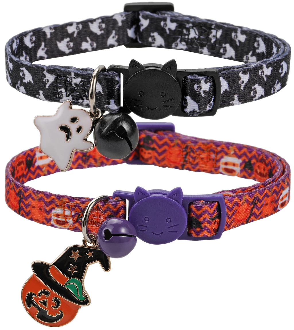 Halloween Duo Cat Collars with Pumpkin Charm