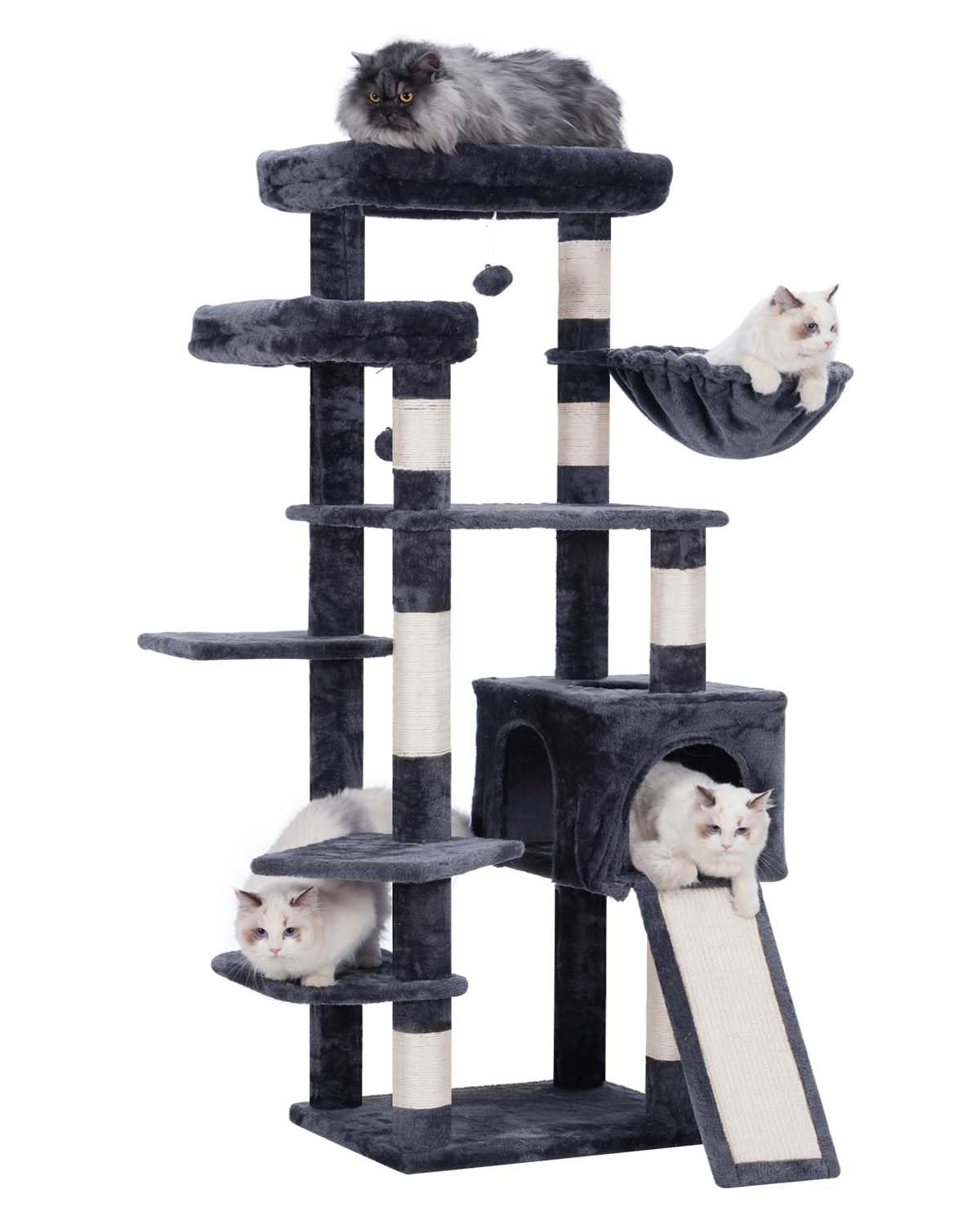 CozyCat Multi-Level Tower with Scratch Post 62.6" - Smoky Gray