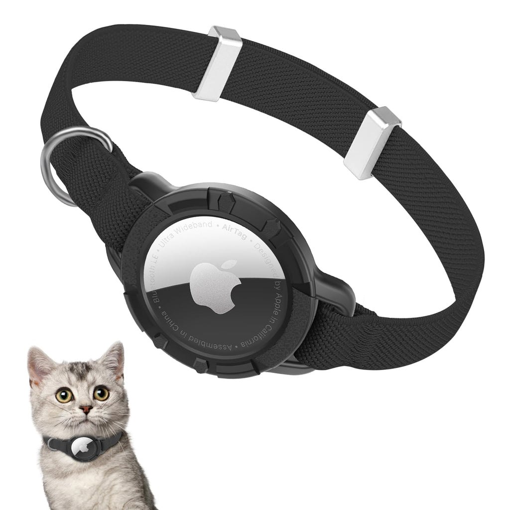 StretchFlex Airtag Cat Collar with Adjustable Elastic 8-12 Inch