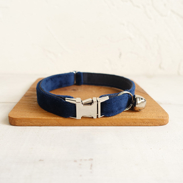 Deluxe Velvet Cat Collar - Navy Blue