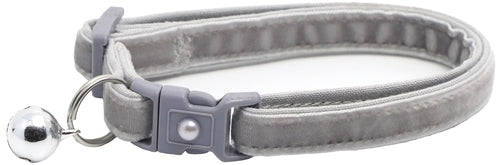Soft Silver Velvet Cat Collar