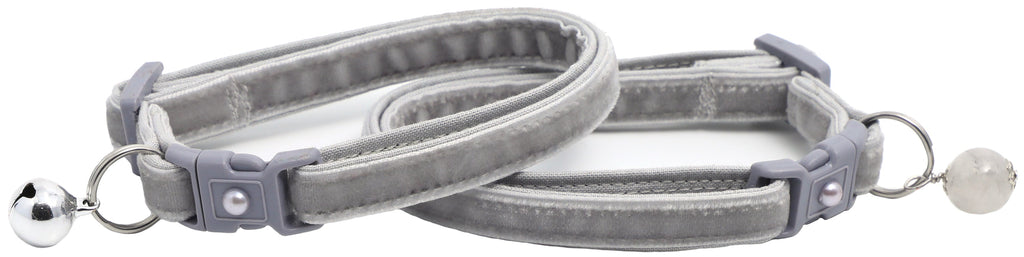 Soft Silver Velvet Cat Collar
