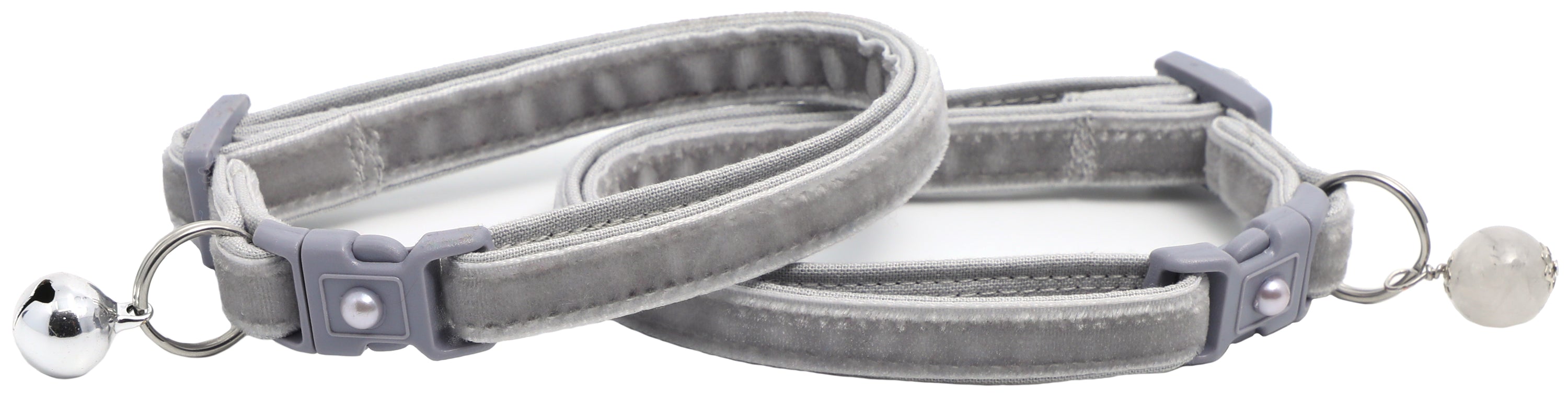 Soft Silver Velvet Cat Collar