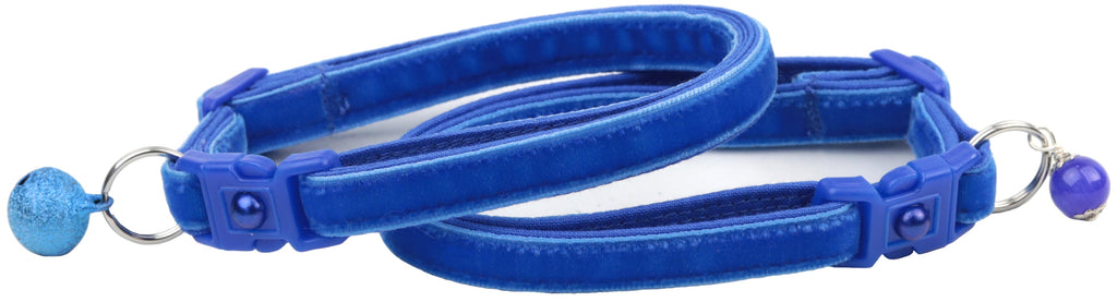Soft Royal Blue Velvet Cat Collar