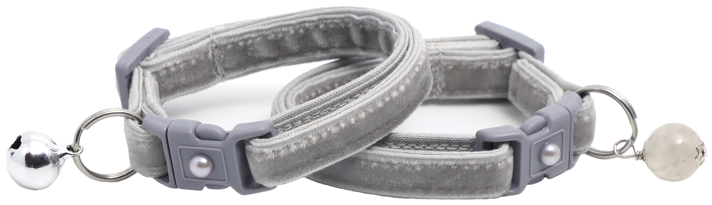 Soft Silver Velvet Cat Collar