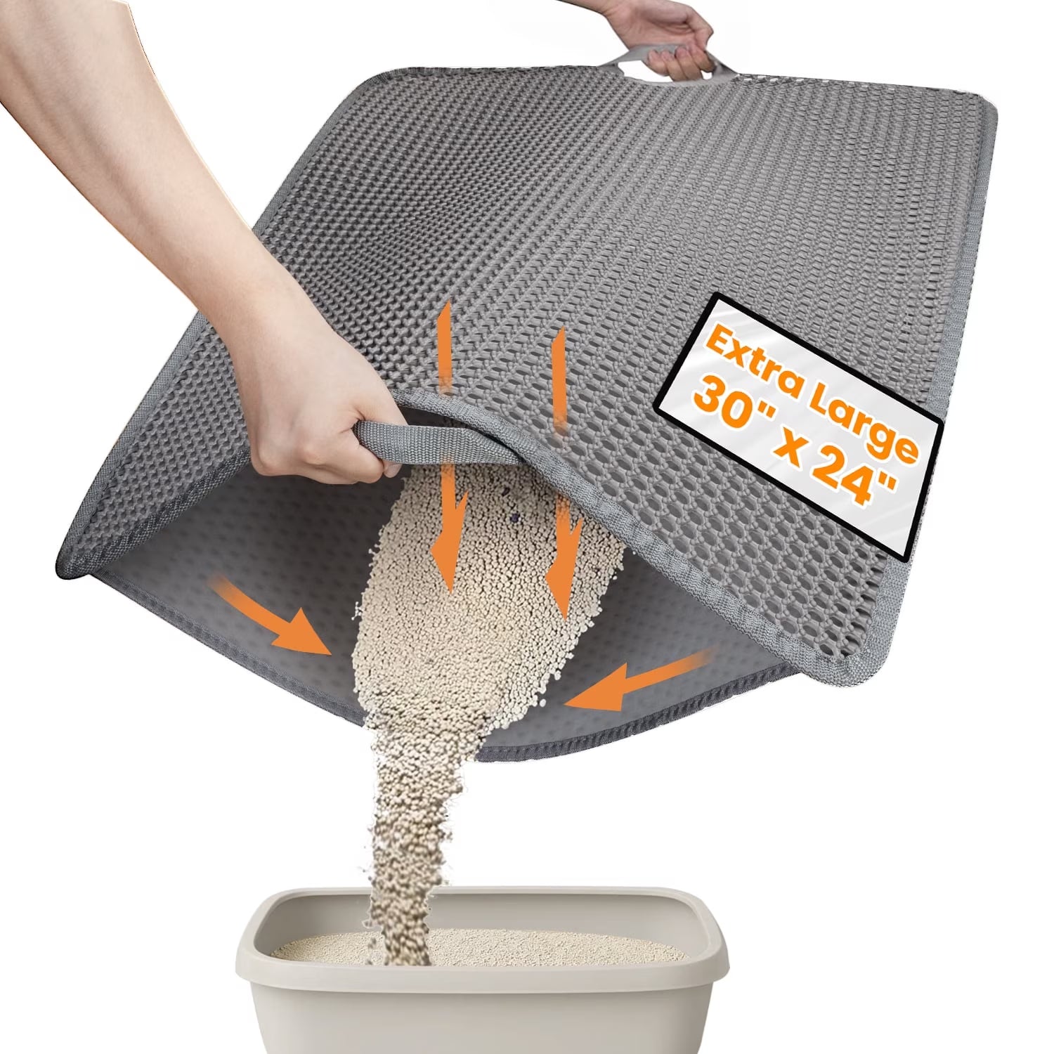 Cat Litter Mat - 30"X24" Honeycomb Double Layer, Urine Waterproof, and Easy to Clean