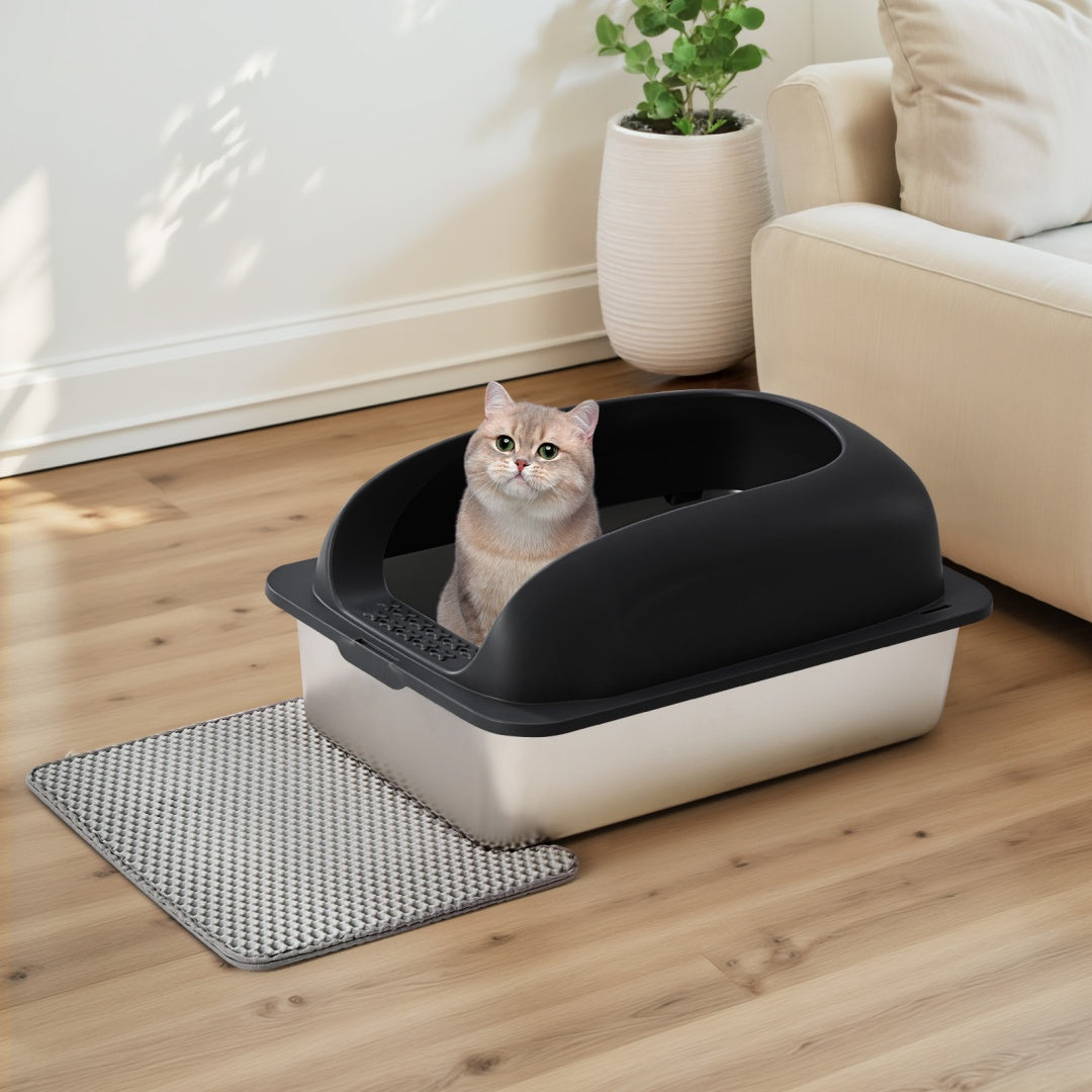 Stainless Steel Cat Litter Box With Lid, Large Cat Litter Box For Big