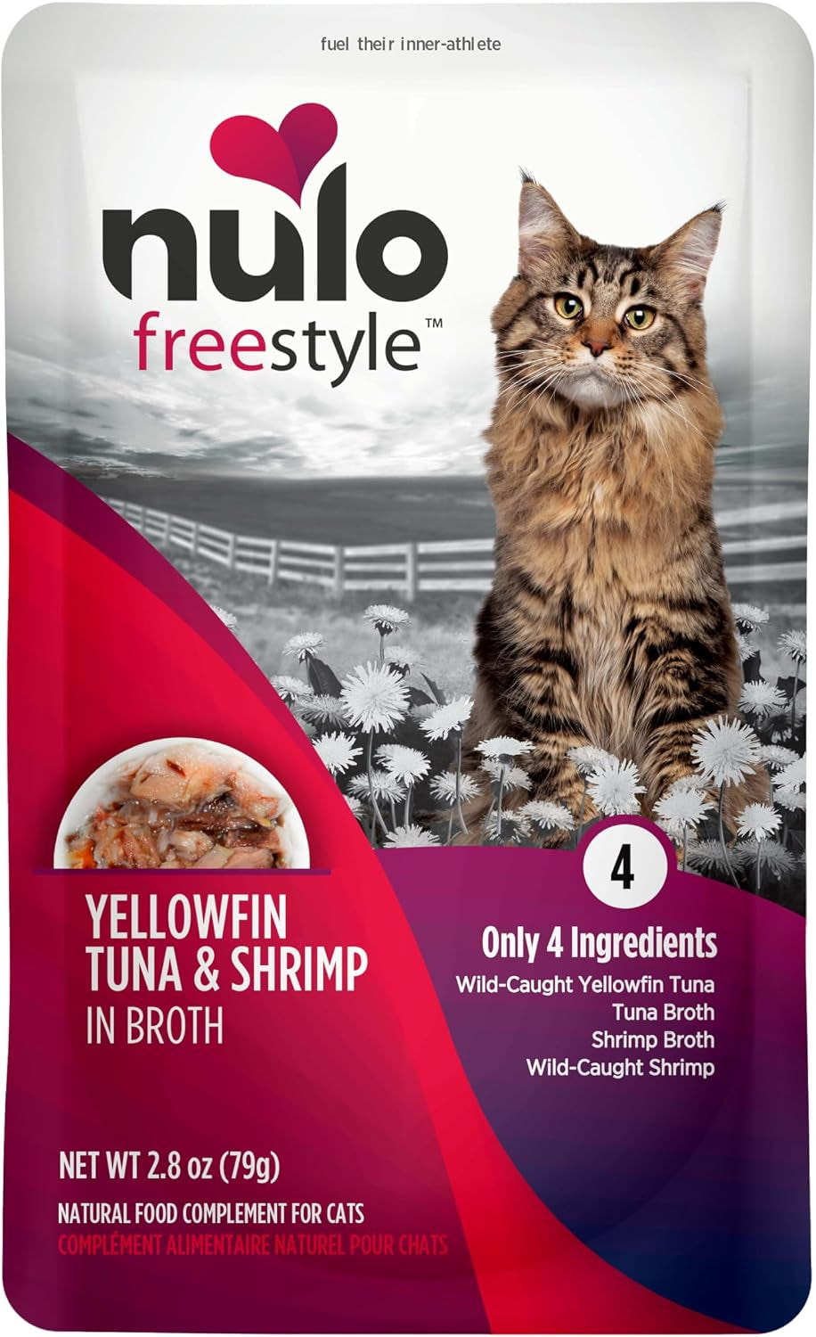 Freestyle Cat & Kitten Wet Cat Food - Yellowfin Tuna & Shrimp in Broth, Grain-Free, High Protein Soft Food Topper Treat, 2.8Oz Pouches (Pack of 24)