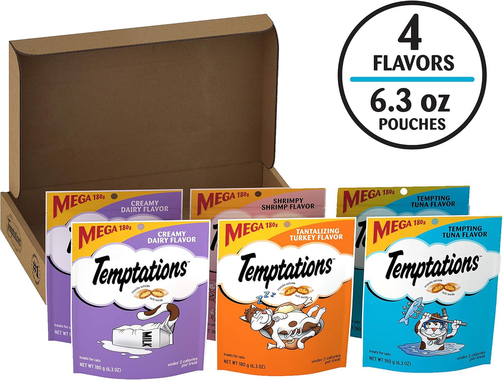 Cat Treats Classic Crunchy and Soft Cat Treats Variety Pack, 6.3 Oz. Pouches (Pack of 6)