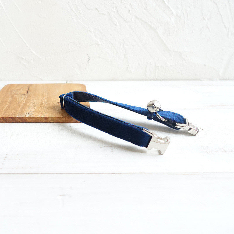 Deluxe Velvet Cat Collar - Navy Blue