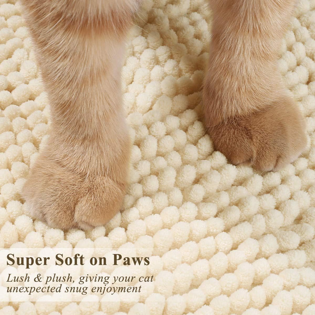 Cat Litter Mat Softgrip Litter Trapping Mat, Muddy Litterbox Rug for Indoor & Floor, Machine Washable Easy Clean Soft Microfiber for Cat, 35"× 25", Beige