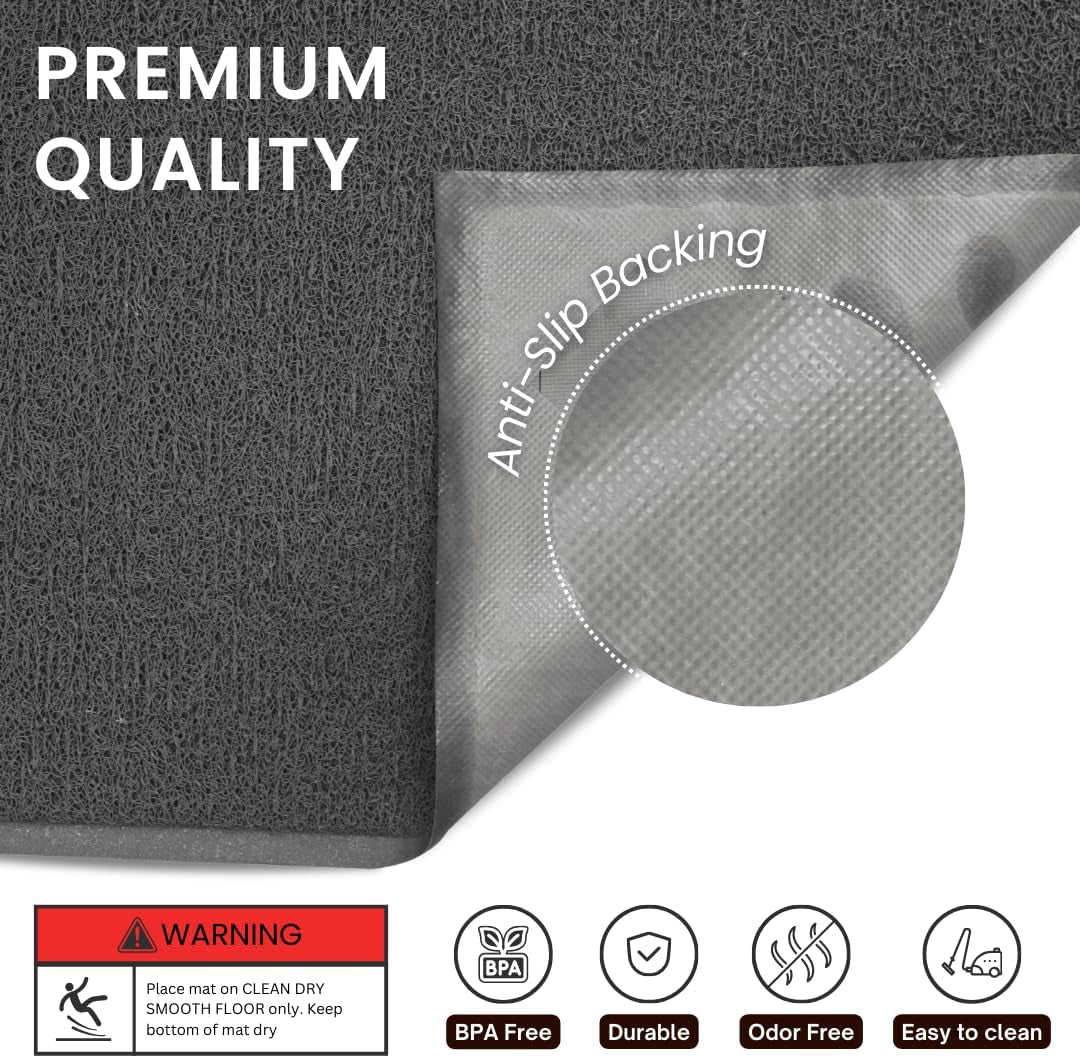 Andalus Small Cat Litter Mat, Pack of 1 - Waterproof, Non-Slip & Easy to Clean Cat Litter Box Mat for Extra Efficient Pet Litter-Trapping, Grey (15.75” X 11.75”)
