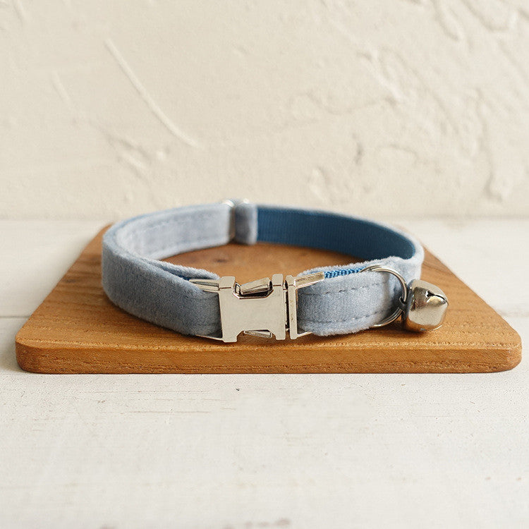 Sky Blue Velvet Kitty Collar