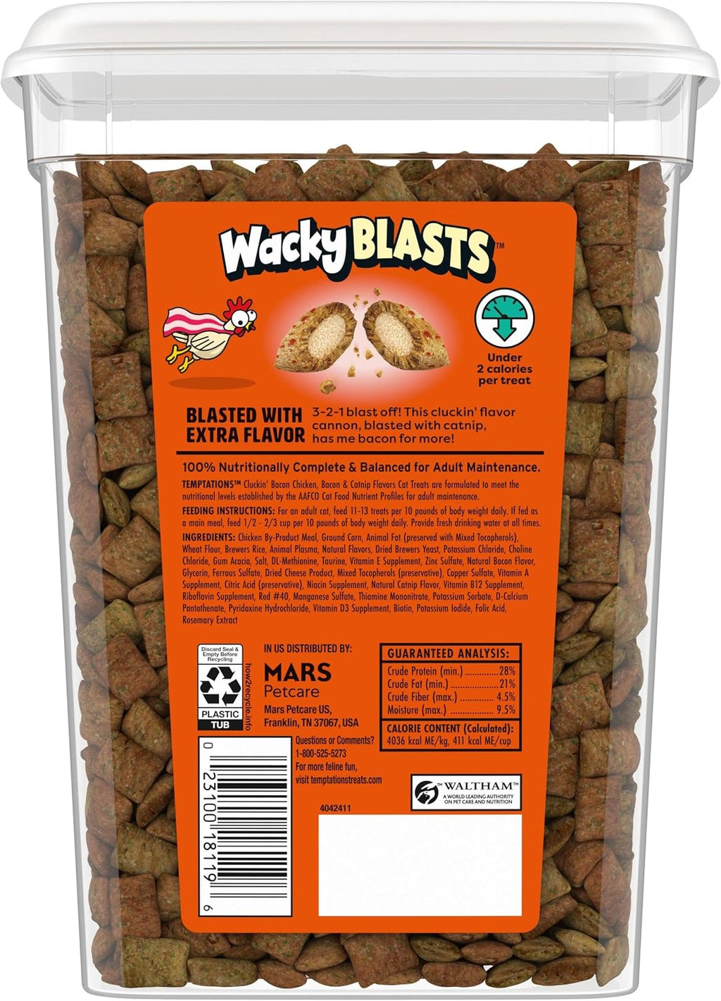 Wacky Blasts Cat Treats, Cluckin’ Bacon Flavor, 16 Oz. Pouch