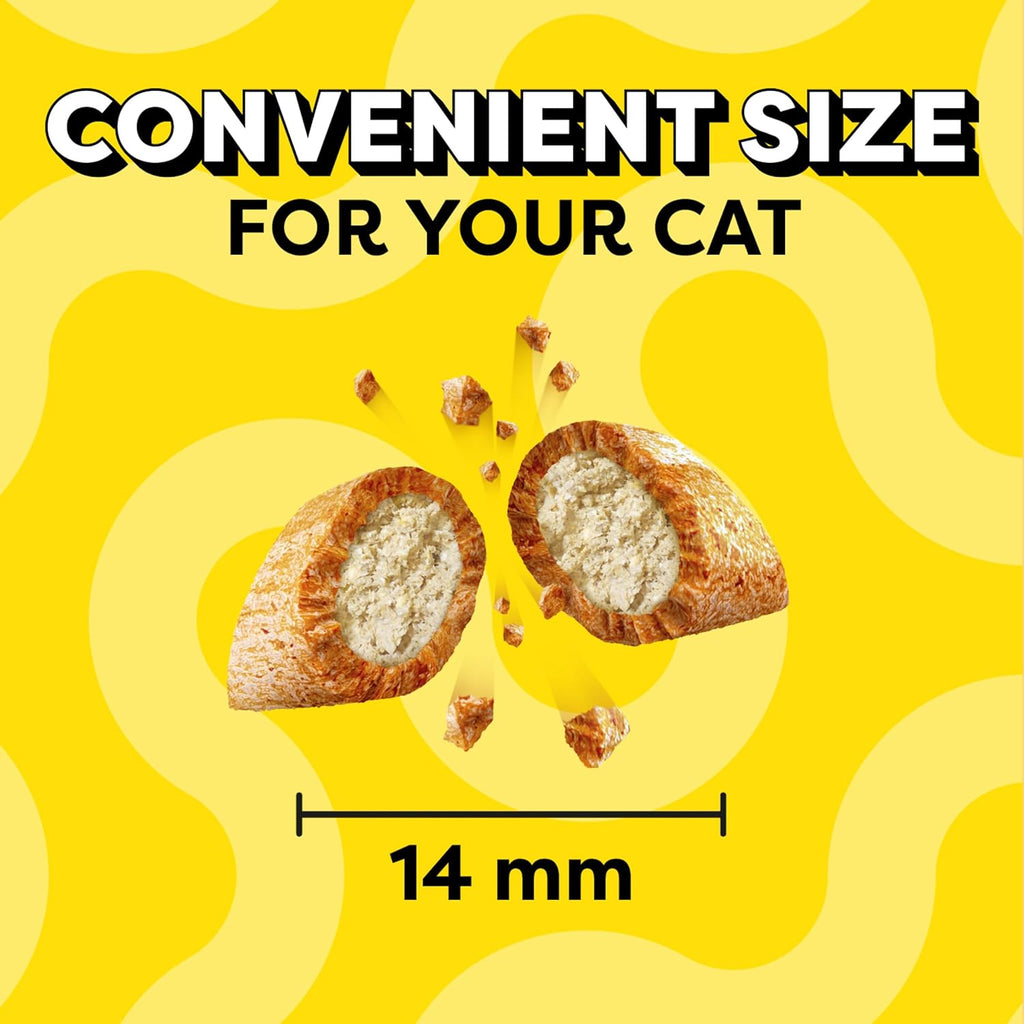 Jumbo Stuffed Cat Treats, Crunchy and Soft Cat Treats, Tasty Chicken Flavor, 14 Oz. Tub