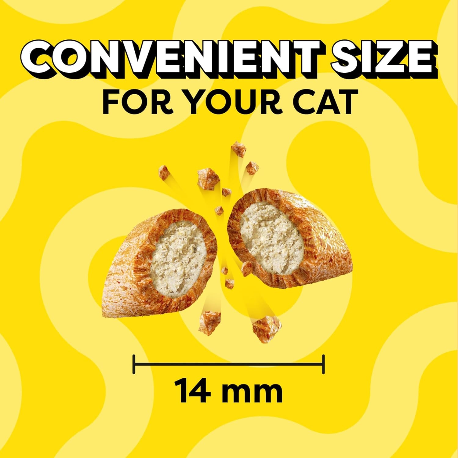 Jumbo Stuffed Cat Treats, Crunchy and Soft Cat Treats, Tasty Chicken Flavor, 14 Oz. Tub