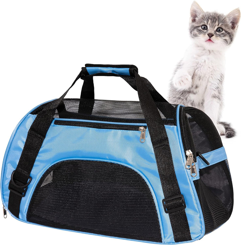 Pet Carrier Soft-Sided Carriers for Cat Carriers Dog Carrier for Small Medium Cats Dogs Puppies Pet Carrier Airline Approved Cat Dog Pet Travel Carrier (Small, Blue)