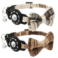 ZEEMIAS Adjustable Bow Tie Cat Collars with Airtag Holder and Bells
